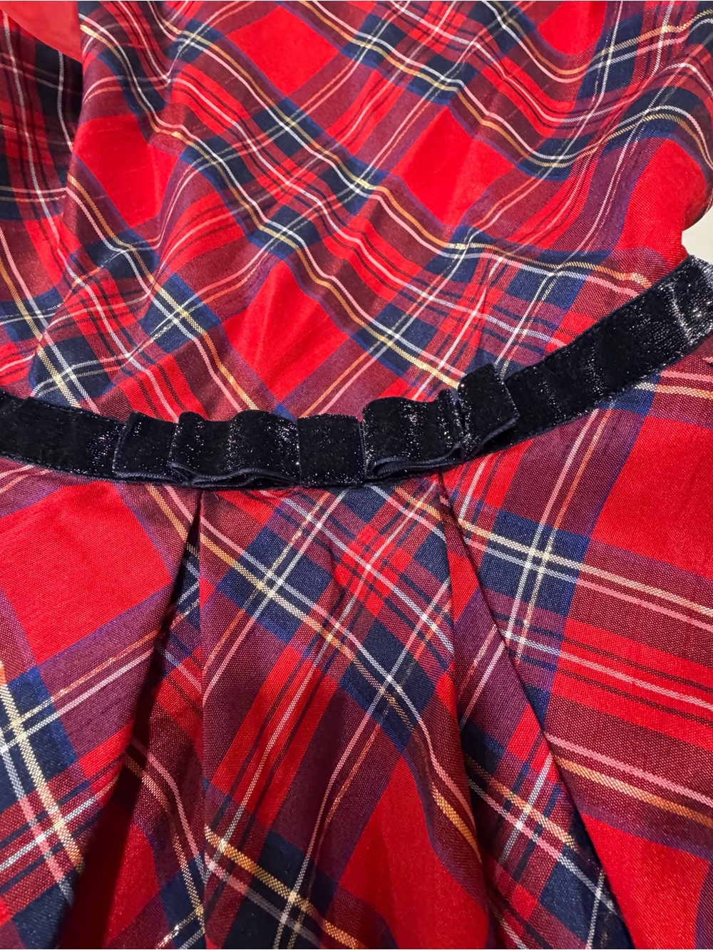 American Girl Pretty Plaid Christmas Holiday Dress Girls Size 10 Tartan Velvet - Picture 2 of 7